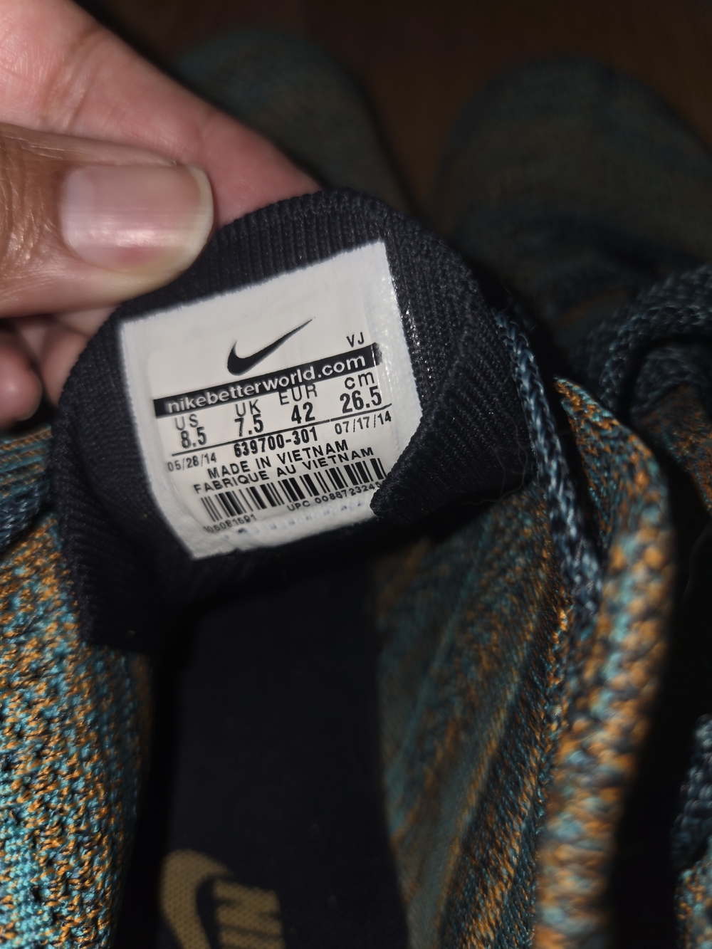 Nike Flyknit-style Teal and Orange High-Top Sneakers - Picture 4 of 4